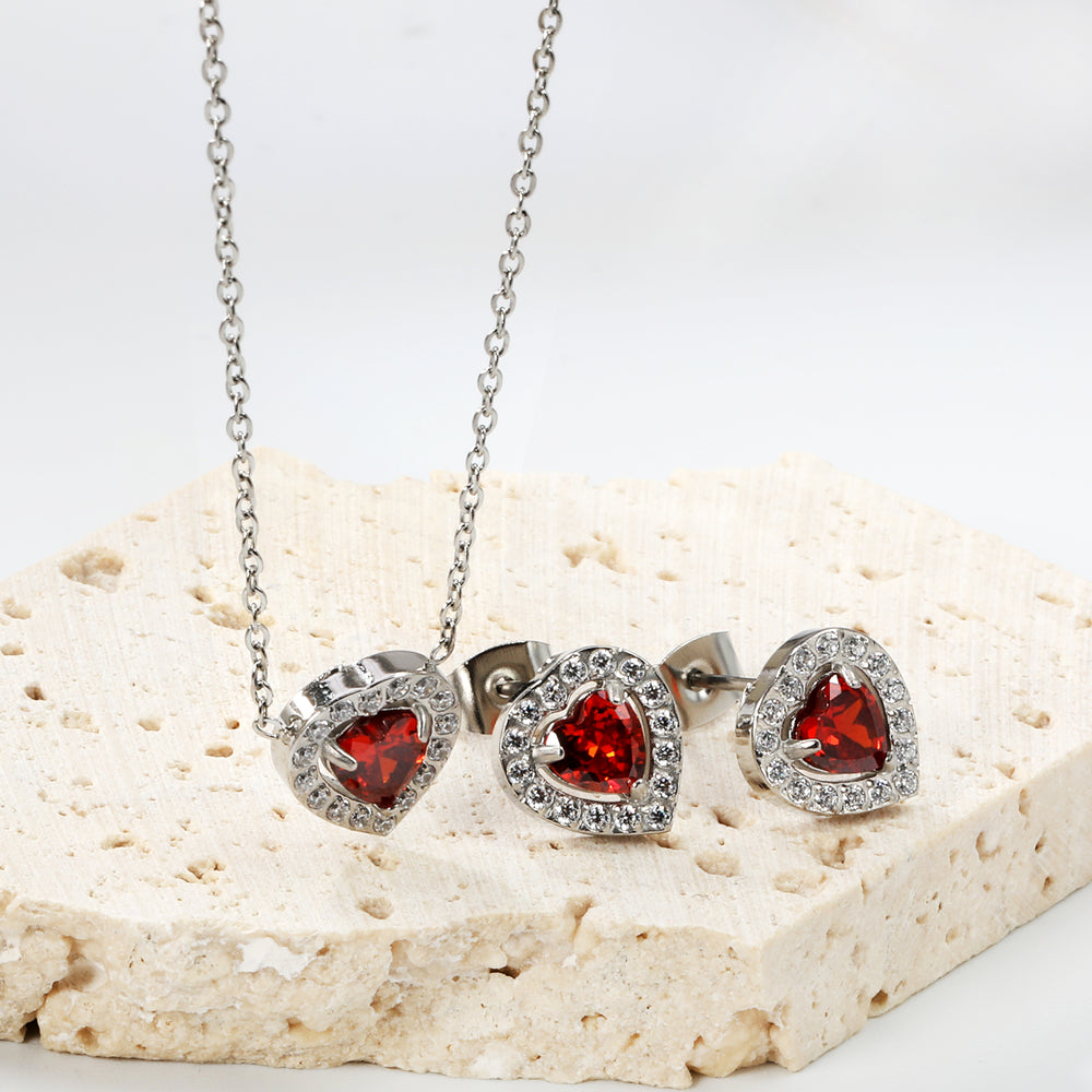 Set Cercei si Colier Red Heart 1