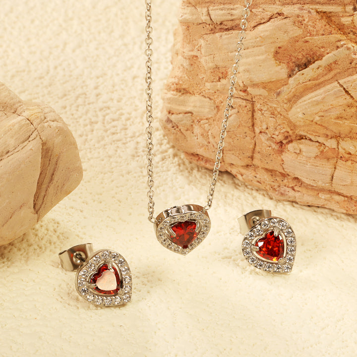 Set Cercei si Colier Red Heart 2