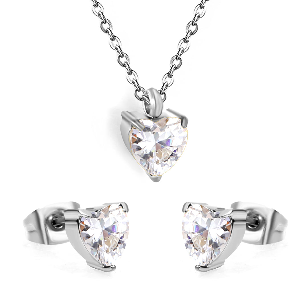 Set Cercei si Colier White Heart