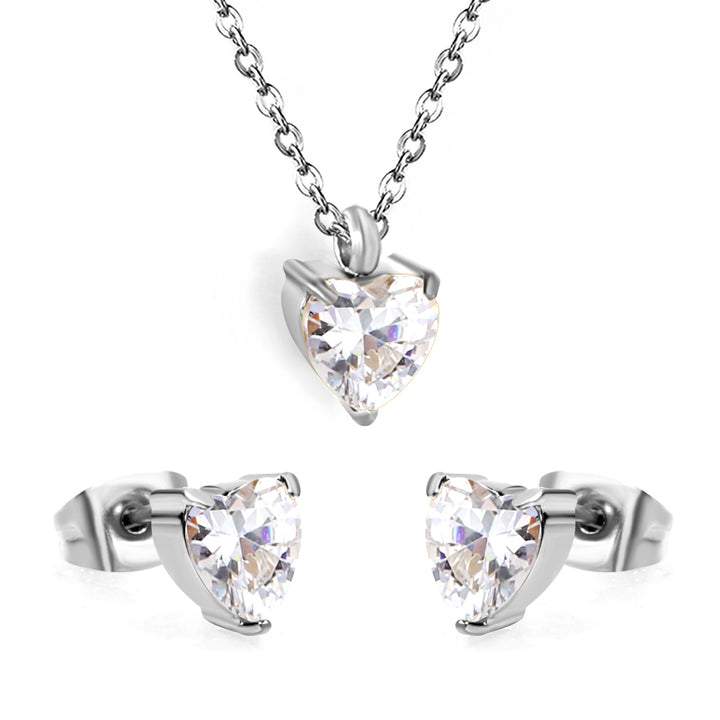 Set Cercei si Colier White Heart