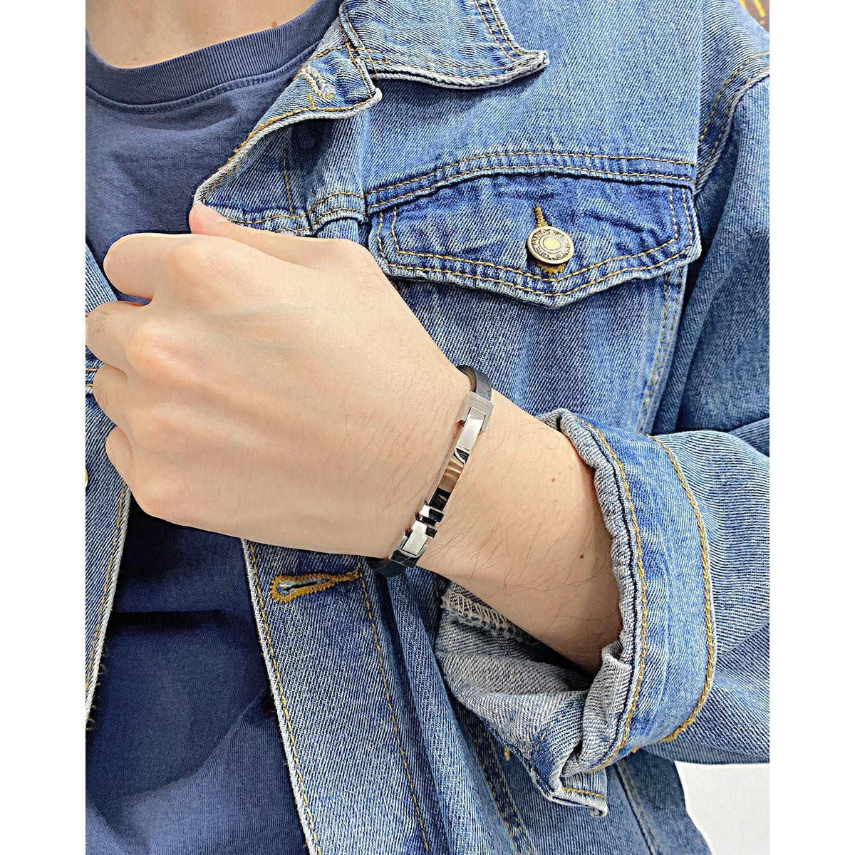 Bratara Slim Leather BSS08 - Argintiu – Design elegant de la Masiri.ro
