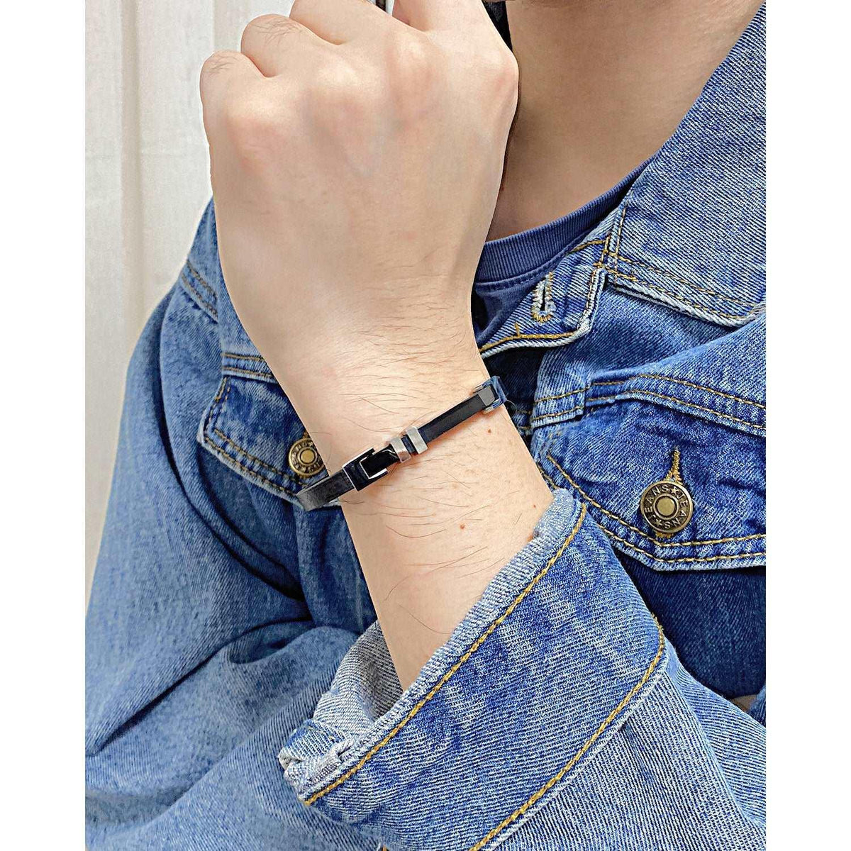 Bratara Slim Leather BSS08 - Negru – Design elegant de la Masiri.ro