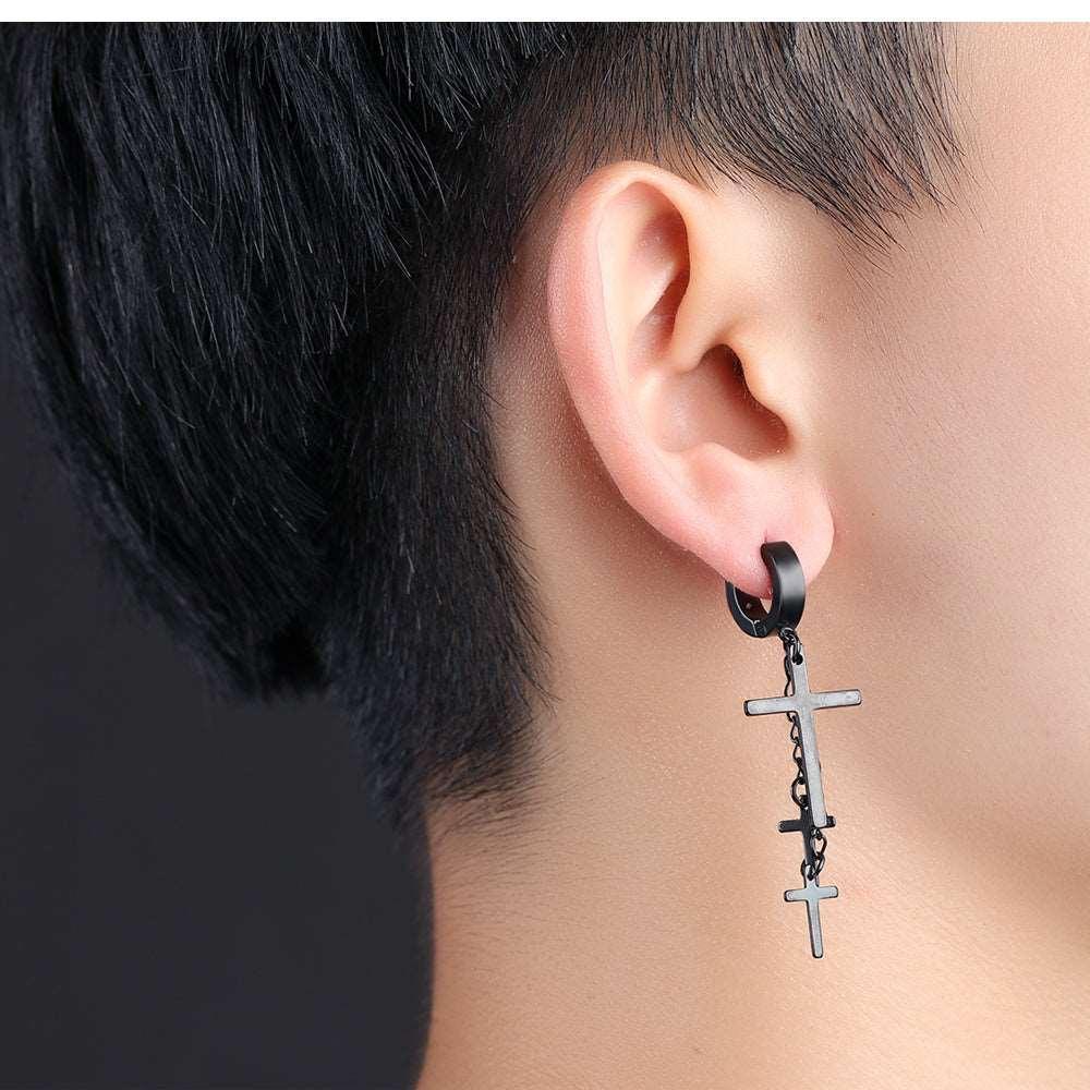 Cercei Long Cross CSS03 - Negru – Design elegant de la Masiri.ro