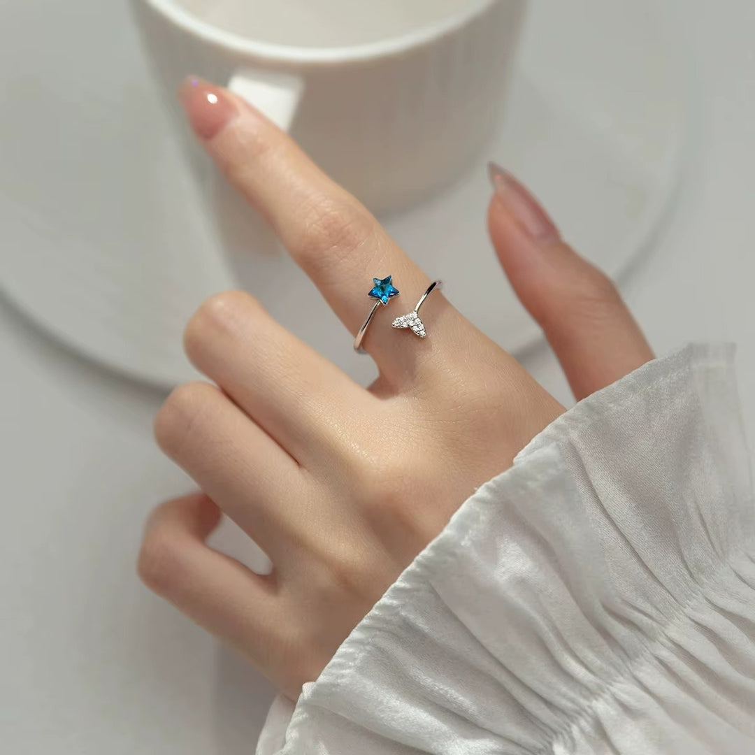 Inel din argint cu stea Swarovski albastră – ISW01