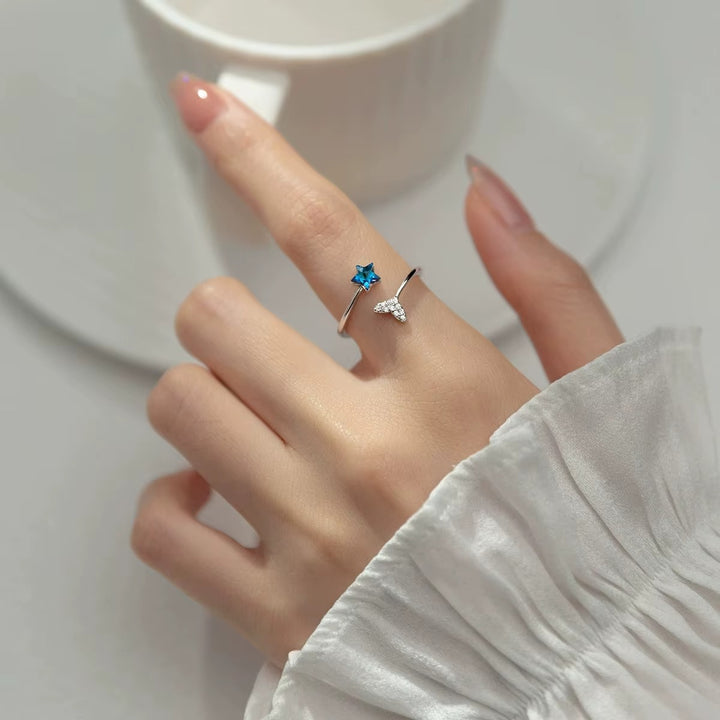 Inel din argint cu stea Swarovski albastră – ISW01