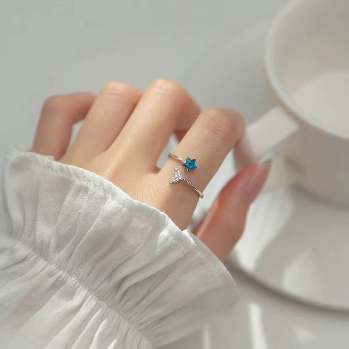 Inel din argint cu stea Swarovski albastră – ISW01