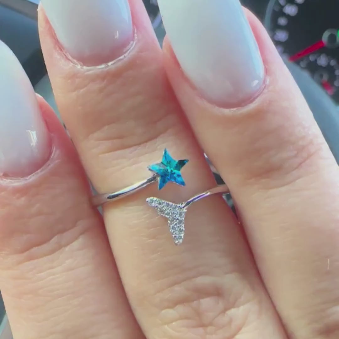 Inel din argint cu stea Swarovski albastră – ISW01