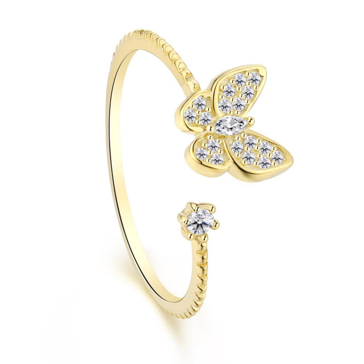 Inel Argint Golden Sparkling Butterfly Imagine Principala