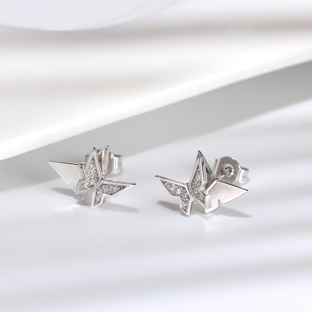 Cercei Argint Butterflies Lateral